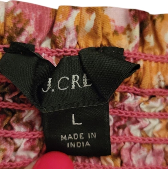 J. Crew Smocked puff-sleeve dress in faded floral pink BD996 Women's Large - Picture 3 of 9